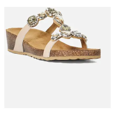 Dune London Women's Ladies Kaleidoscopes - Embellished Cork Wedge Sandals - Cream - Size: 3