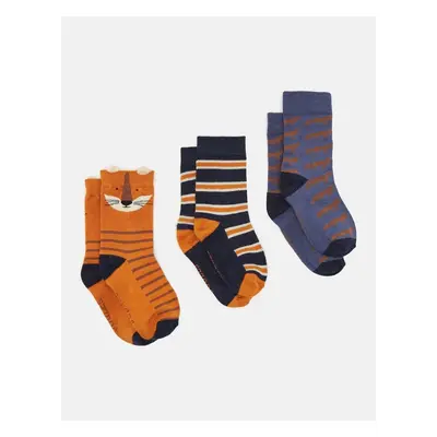 Boy's Joules Boy's Eat Feet Socks Fox (3-pack) - Orange - Size: UK 12-13.5