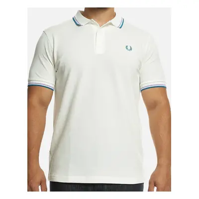 Men's Fred Perry Mens Twin Tipped Collar Polo Shirt (Cream/Blue) - White - Size: 40/Regular