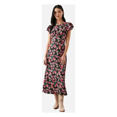 Women's Dorothy Perkins Womens/Ladies Floral Ruffle Empire Midi Dress - Black - Size: 12