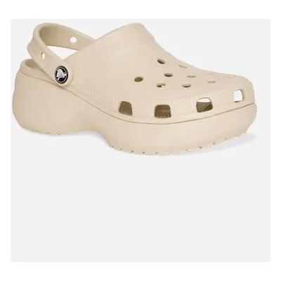 Women's Crocs Womens Classic Platform Clog Sandals (Beige) - Cream - Size: UK 3 mens/uk 4 womens