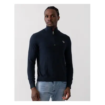 Men's PS Paul Smith Mens Zebra Badge 1/4 Zip Jumper - Navy - Size: 40/Regular