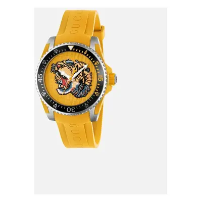 Men's Gucci YA136317 Yellow Embroidered Tiger Dial Men's Watch