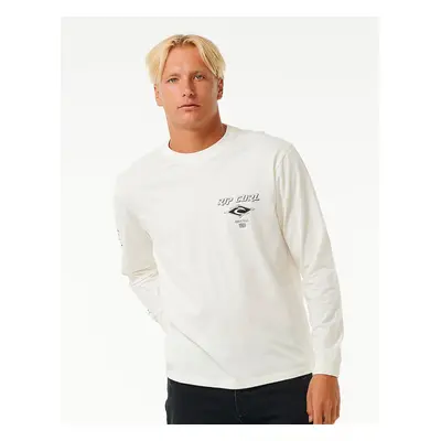 Ripcurl Men's Rip Curl Mens Fade Out Icon Long Sleeve T-Shirt - Cream - Size: 38/Regular