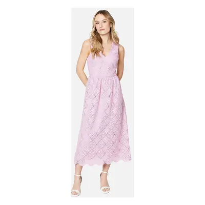 Women's Dorothy Perkins Womens/Ladies Lace V Neck Sleeveless Midi Dress - Pink - Size: 10