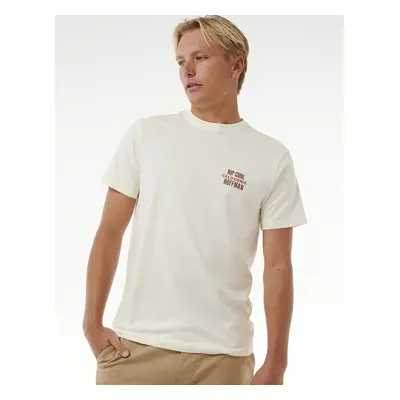 Ripcurl Men's Rip Curl Mens Surf Revival Hoffman Decal Short Sleeve T-Shirt - Cream - Size: 44/R