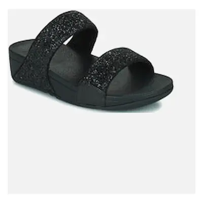 Women's Fitflop Lulu Glitter Slides in Black Glitter - Size: