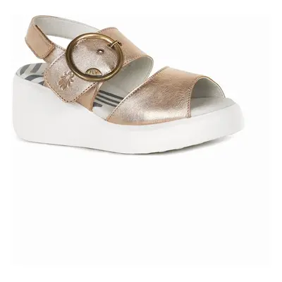 Fly London Women's Digo Womens Wedge Heel Sandals - Gold - Size: 3