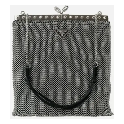 Prada Women's Metal Chain Shoulder Evening Bag Women - Black | Silver Shoulder Bags - Multi/Blac