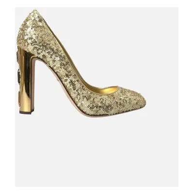 Dolce & Gabbana Women's Sequin Crystal Embellished Heels Pumps Women - Gold - Size: