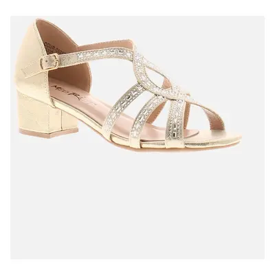 Girl's Miss Riot Girls Sandals Jewelled Heeled Party Straps Loom gold UK Size - Size: 1