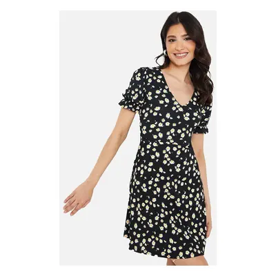 Women's Dorothy Perkins Womens/Ladies Daisy V Neck Short-Sleeved Mini Dress - Black - Size: 10