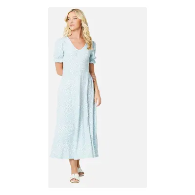 Women's Dorothy Perkins Womens/Ladies Abstract V Neck Short-Sleeved Midi Dress - Blue - Size: 10