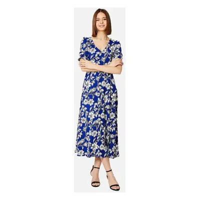 Women's Dorothy Perkins Womens/Ladies Floral V Neck Midi Dress - Blue/Multi - Size: 10