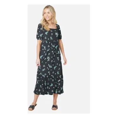 Women's Dorothy Perkins Womens/Ladies Floral Square Neck Petite Midi Dress - Black/Multi - Size: