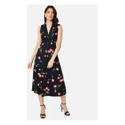 Women's Dorothy Perkins Womens/Ladies Floral Button Through Midi Dress - Black - Size: 12