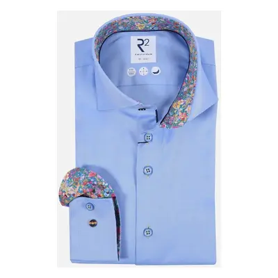 Men's R2 Cut Away Collar Long Sleeved Shirt Light Blue - Size: 38