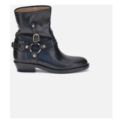 Isabel Marant Women's Heiko Leather Ankle Boots with Buckle Detail Women - Black - Size: