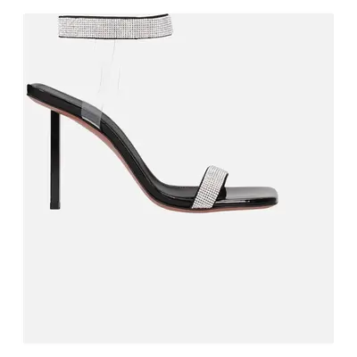 Amina Muaddi Women's Rhinestone Embellished High Heel Open Toe Sandals Women - Black - Size: