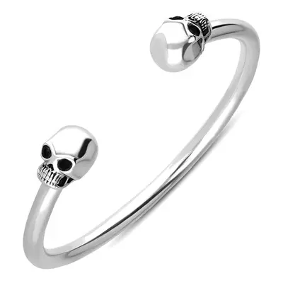 Sterling Silver Gothic Skull Torc Bangle