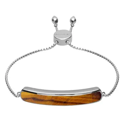 Sterling Silver Tigers Eye Lineaire Long Bracelet