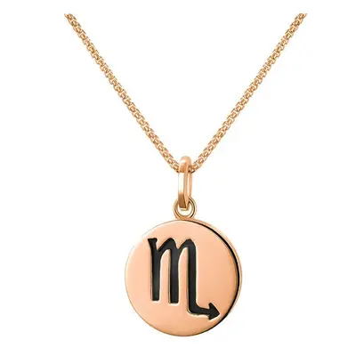 9ct Rose Gold Whitby Jet Zodiac Scorpio Round Necklace