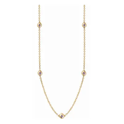 18ct Yellow Gold Blue John Fleur De Lis Link Disc Chain Necklace