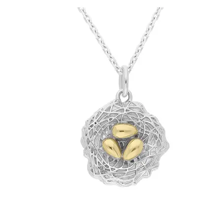 Yellow Gold Sterling Silver Plated Easter Egg Nest Necklace
