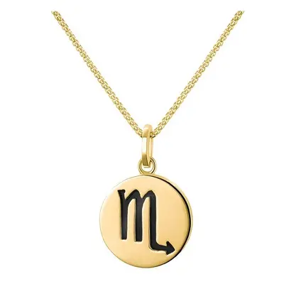 9ct Yellow Gold Whitby Jet Zodiac Scorpio Round Necklace