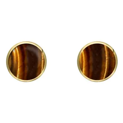 9ct Yellow Gold Tigers Eye 5mm Classic Small Round Stud Earrings