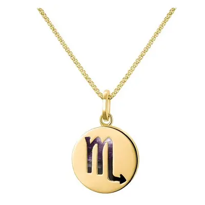 9ct Yellow Gold Blue John Zodiac Scorpio Round Necklace