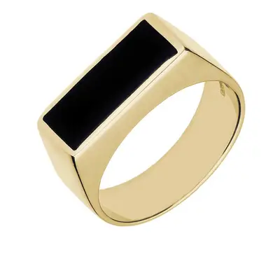 9ct Yellow Gold Whitby Jet Flat Top Signet Ring