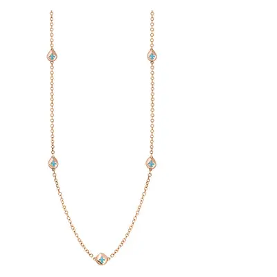 9ct Rose Gold Turquoise Fleur De Lis Link Disc Chain Necklace