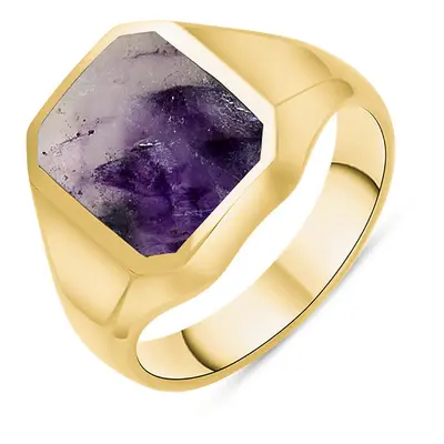 9ct Yellow Gold Blue John Cut Corners Signet Ring
