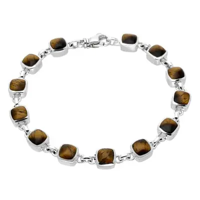 Sterling Silver Tigers Eye Square Small Cushion Bracelet