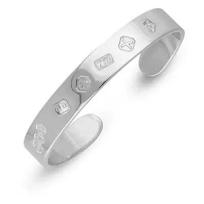 18ct White Gold Queen's Jubilee Hallmark Cuff Bangle D