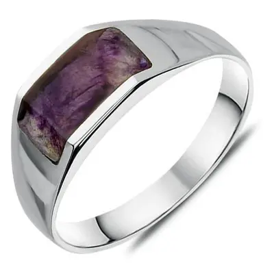 Sterling Silver Blue John Cut Off Band Ring