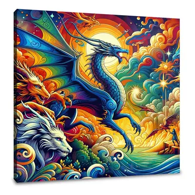 Dragon Fantasy Pop Art Fusion Canvas