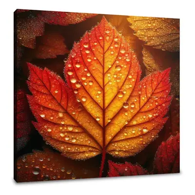 Dew-Kissed Autumn Leaf Canvas