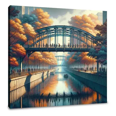 Autumn Urban Bridge Canvas