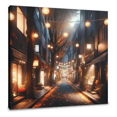 Autumn Alley at Night Canvas