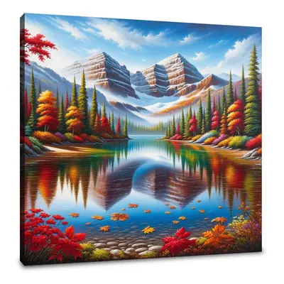 Autumn Serenity Lake Canvas