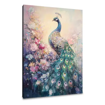 Jewel-Clad Peacock Canvas