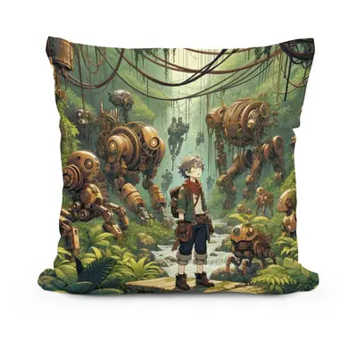 Robotic Wilderness Adventure Cotton Cushion