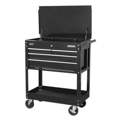 Sealey Heavy-Duty Mobile Tool & Parts Trolley With 4 Drawers & Lockable Top - Black | AP850MB | 