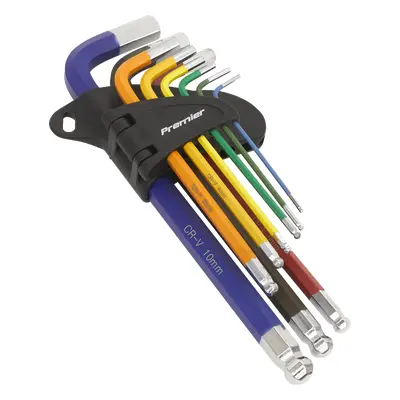 Sealey Ball-End Hex Key Set 9Pc Colour-Coded Long Metric | AK7190 | GSF Car Parts