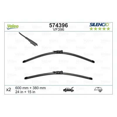 Valeo Wiper Blade - Silencio Flat Blade Set With Spoiler 600mm/24In & 380mm/15In | VF396 | GSF C