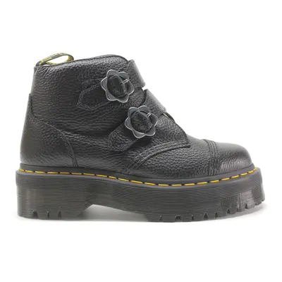 Dr. Martens Devon Flower Milled Nappa Leather Women's Hook and Loop Boots - Black - Size:UK 3