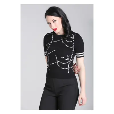 Hellbunny - Stitches Black/White - Top - black - M - 52% Viscose, 28% Polyester, 20% Nylon,Knitwear