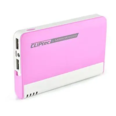 CLiPtec 10000mAh Battery Power Bank Portable Dual Port Charger - Pink